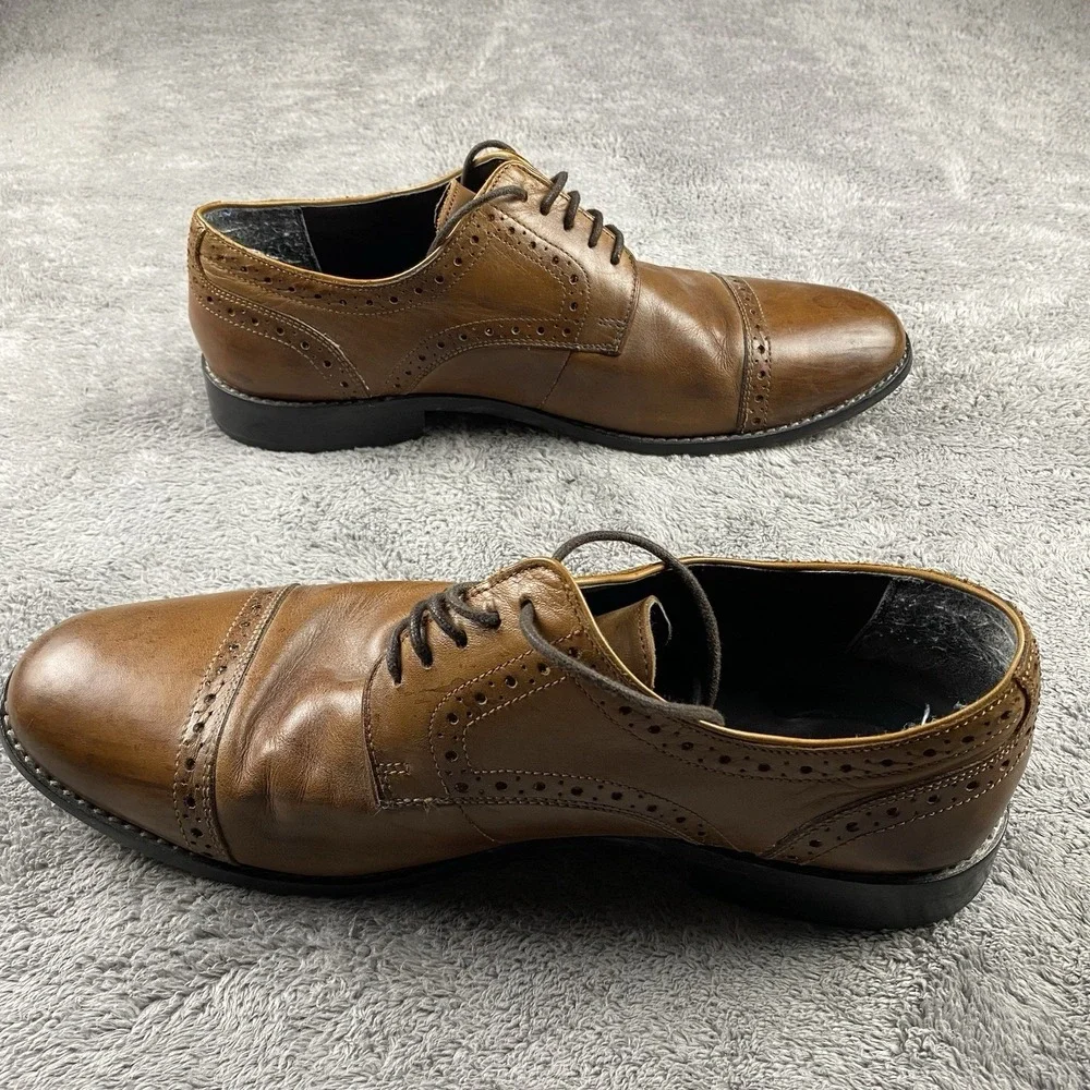 Nunn Bush Brown Leather Oxford Dress Shoes‎ Mens Size 10.5 M Comfort Gel